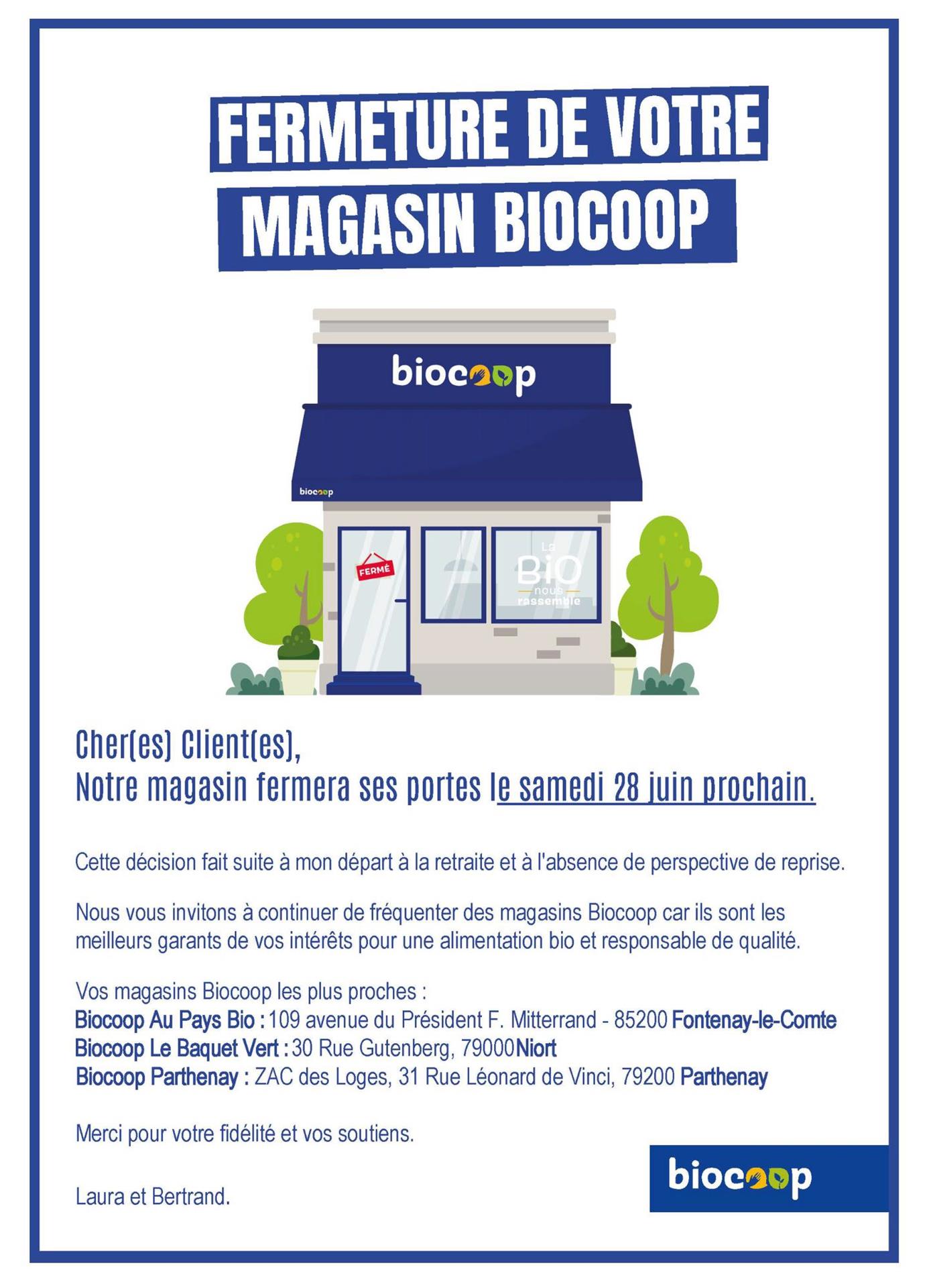 Fermeture du Magasin